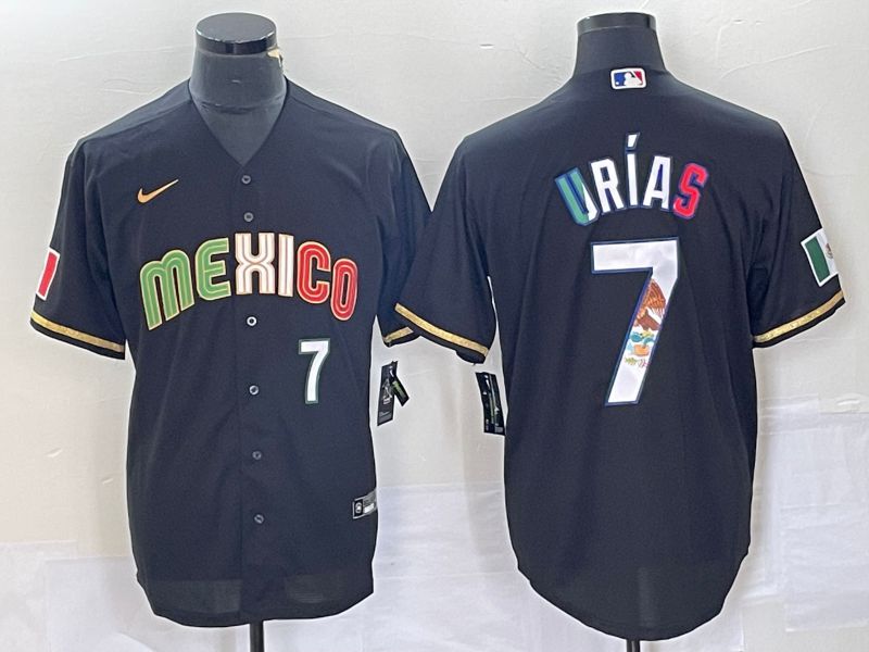 Men 2023 World Cub Mexico 7 Urias Black Nike MLB Jersey style 9188